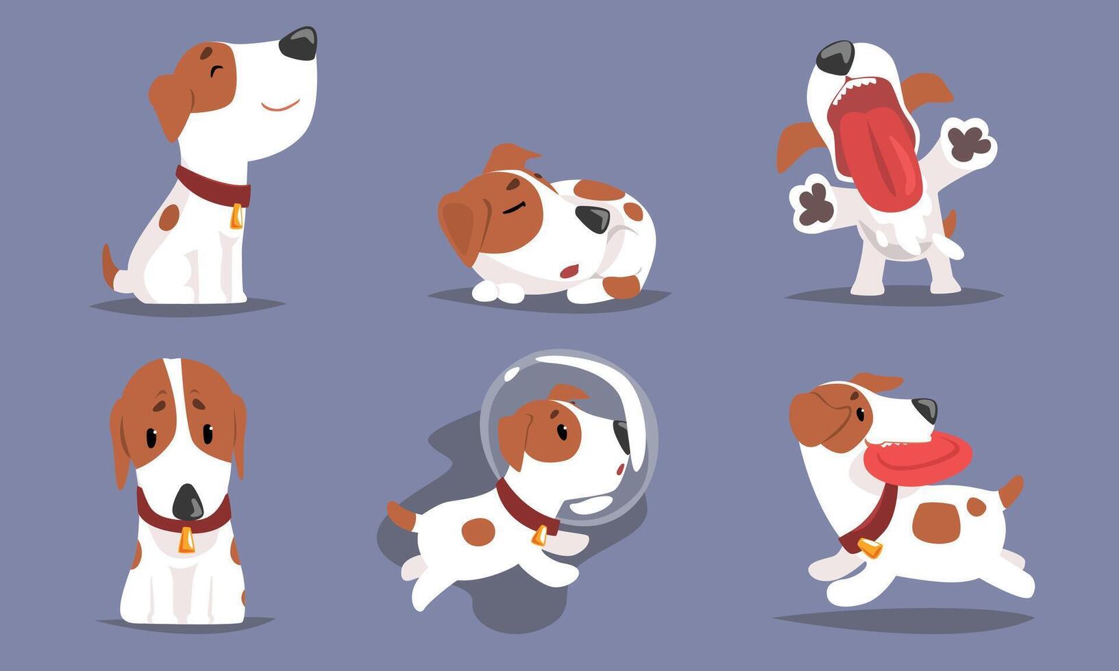 Cute Beagle Dog Collection, Funny Adorable Pet Animal Character in Different Situations Illustration vector