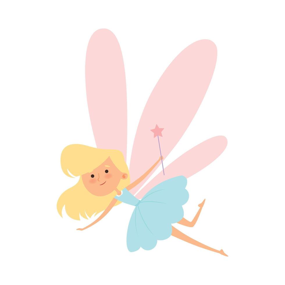 Tooth Fairy Flying with Magic Wand Illustration vector