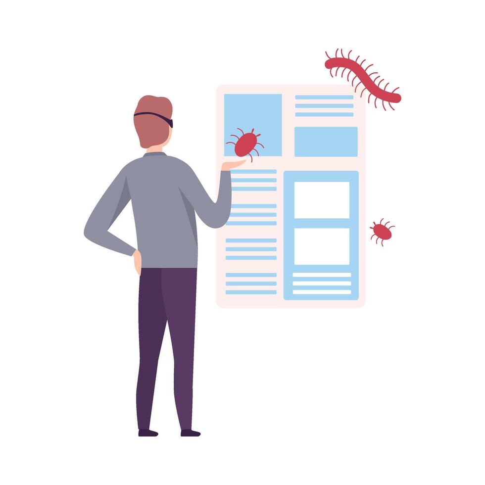 Hacker Stealing Information from Infected Computer, Cyber Internet Security, Computer Attack, Virus Infection Illustration vector