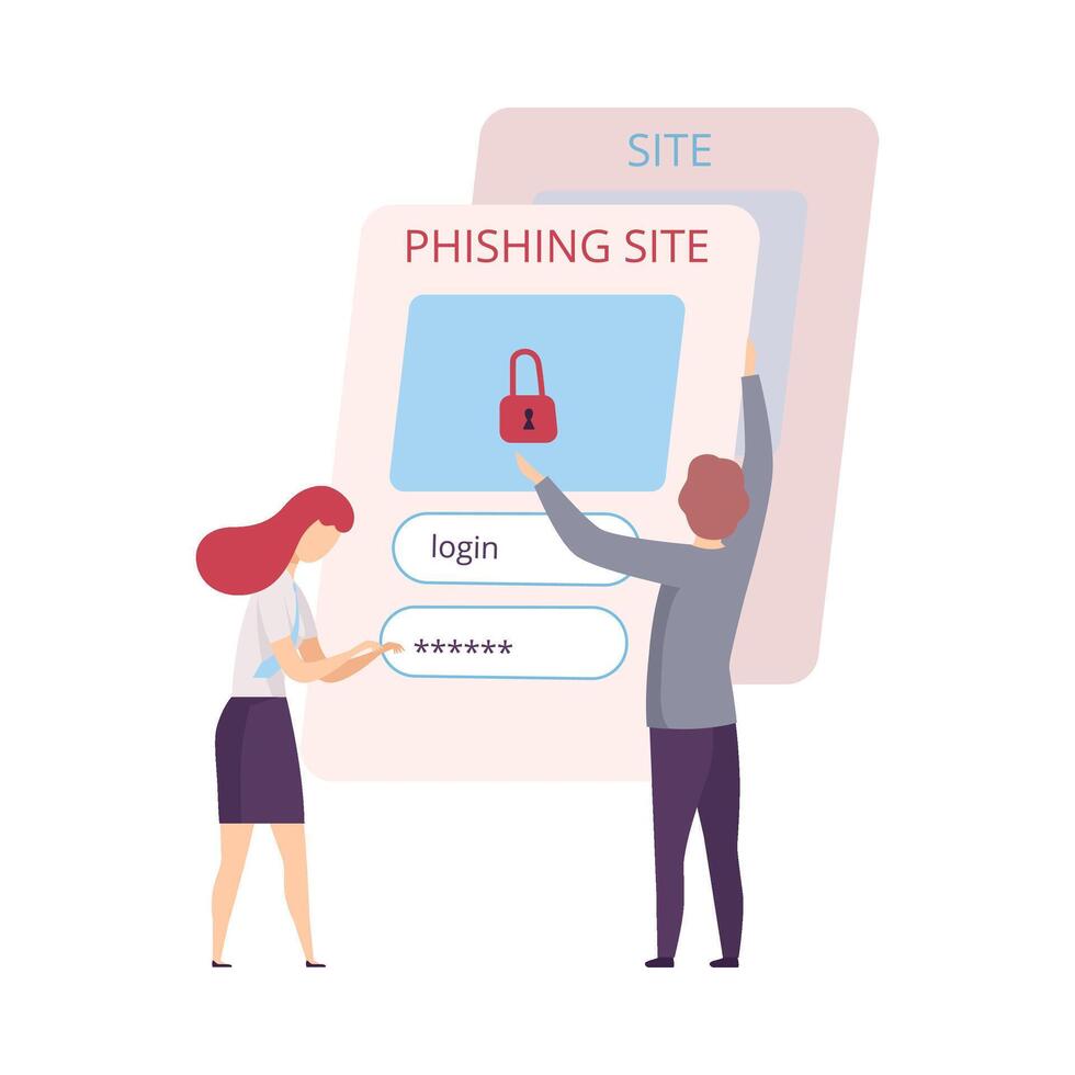 Hacker Stealing Personal Data from Fishing Site, Masked Thief Hacked Login and Password, Cyber Internet Security, Computer Attack Illustration vector
