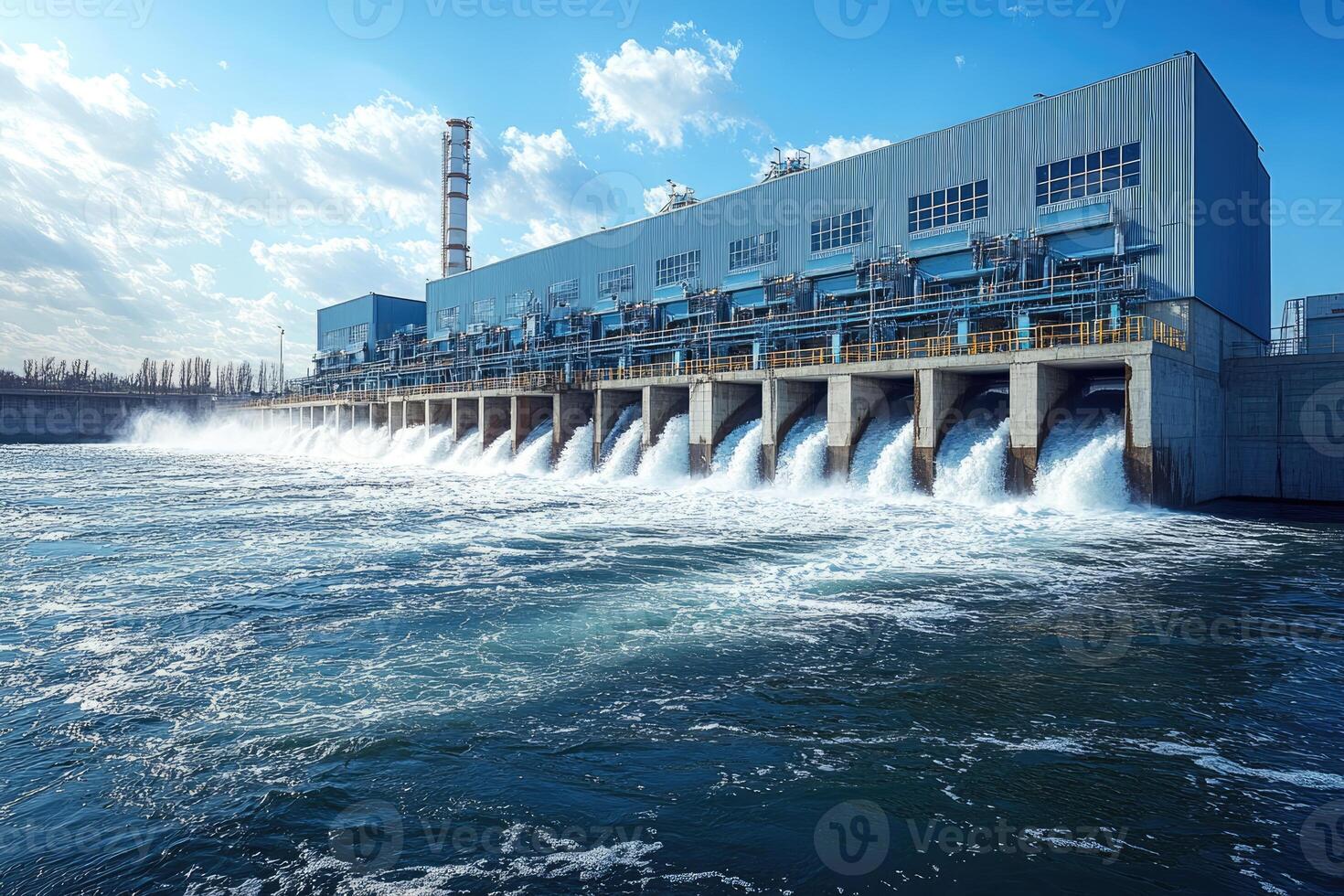 Industrial Water Discharge Facility Under Blue Sky photo