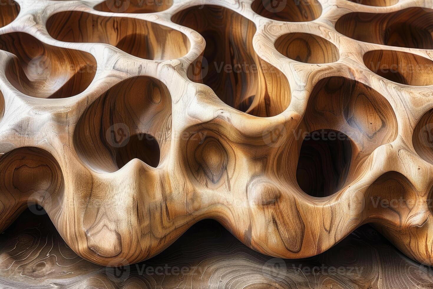 Abstract Wooden Sculpture with Interconnected Hollows photo