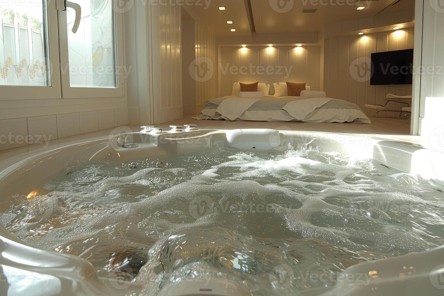 A Close-Up View of a Hot Tub with Bubbling Water photo