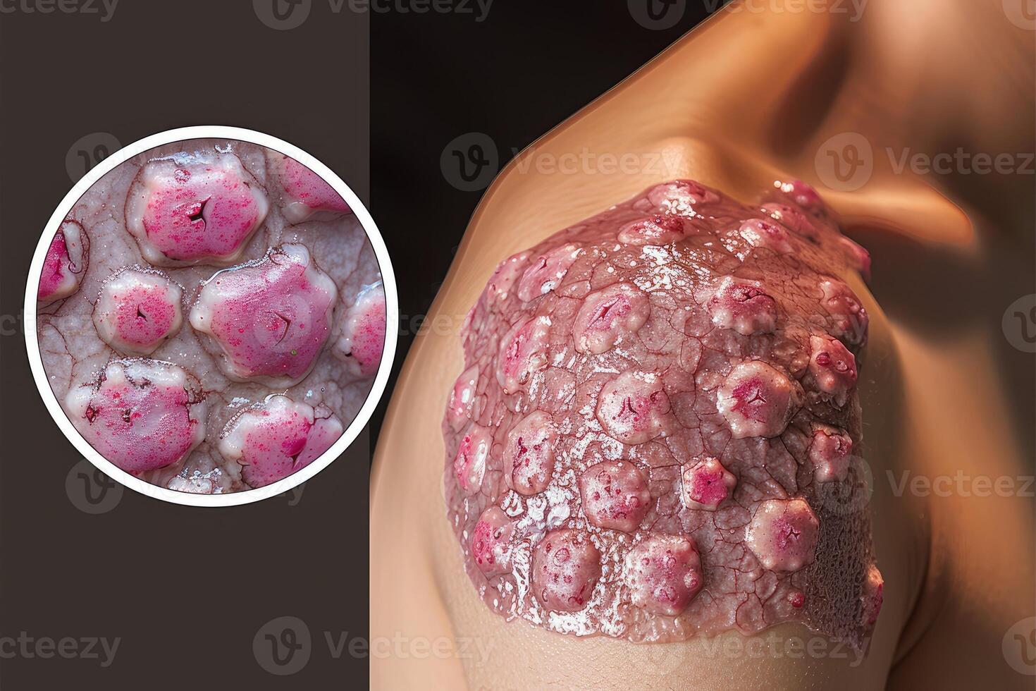 Close-up of a Skin Condition with Red Bumps and Cracked Texture photo