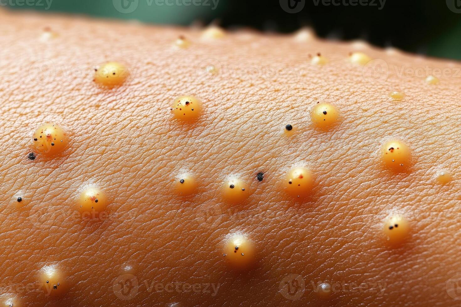 Close-up of a Skin Surface with Numerous Small Bumps and Black Spots photo