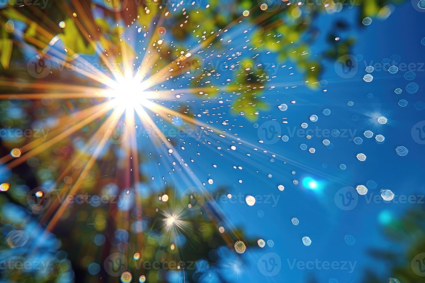 Sunrays and Water Droplets Through a Glass Pane photo