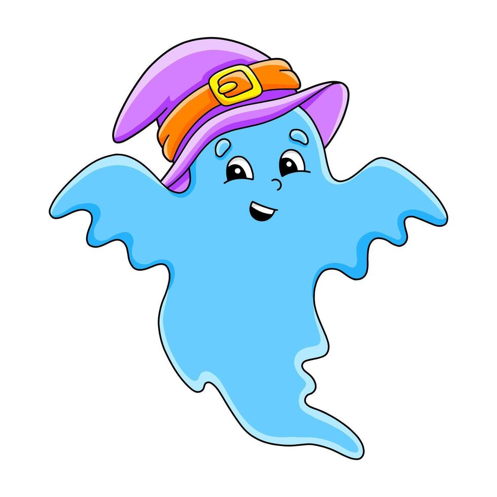 A cartoon ghost wearing a witch hat vector