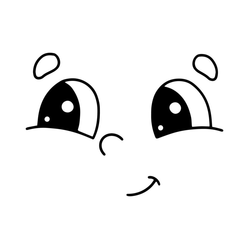 Happy cartoon face with big eyes and a cheerful smile in a simple black-and-white design suitable for children's illustrations vector
