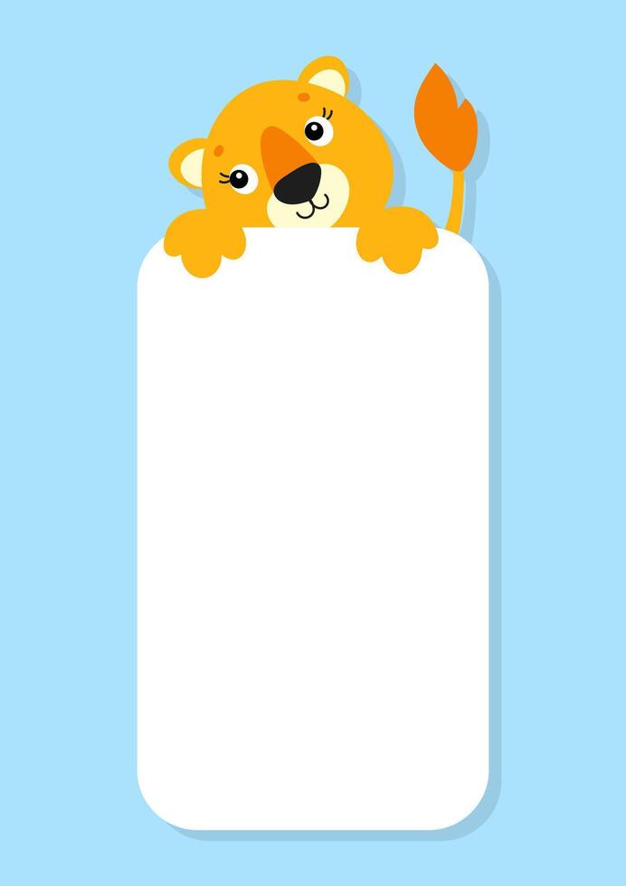 A cartoon lion holding a blank card vector