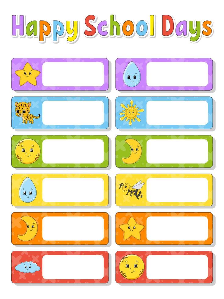 Happy school days stickers vector