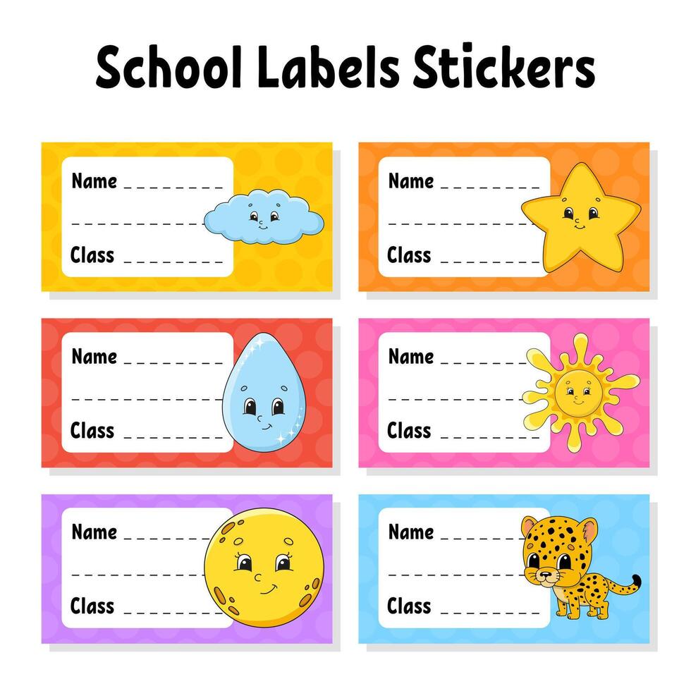 School labels stickers illustration vector