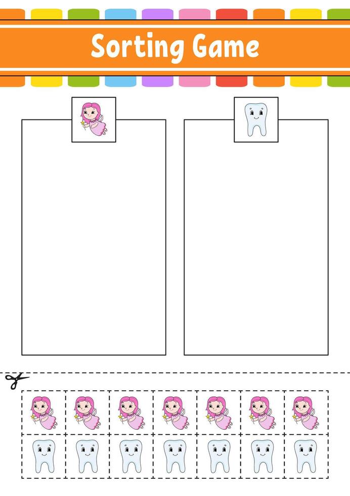 A sorting game with tooth and toothbrush vector