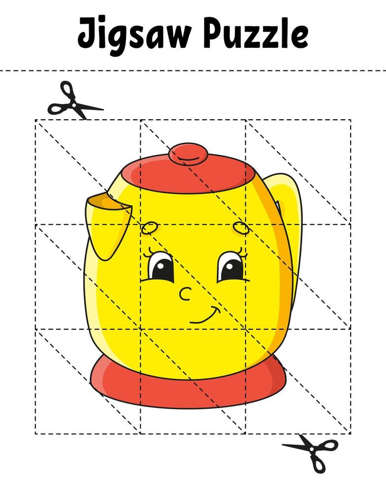 Jigsaw puzzle for children with a yellow teapot vector