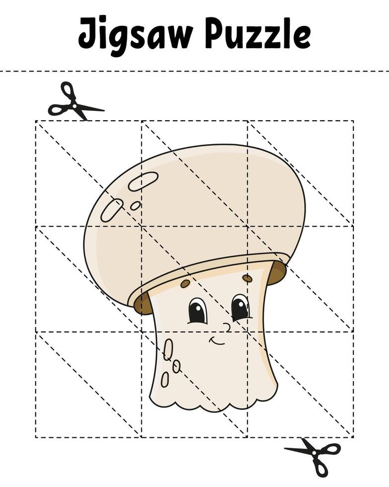 Jigsaw puzzle with a mushroom vector