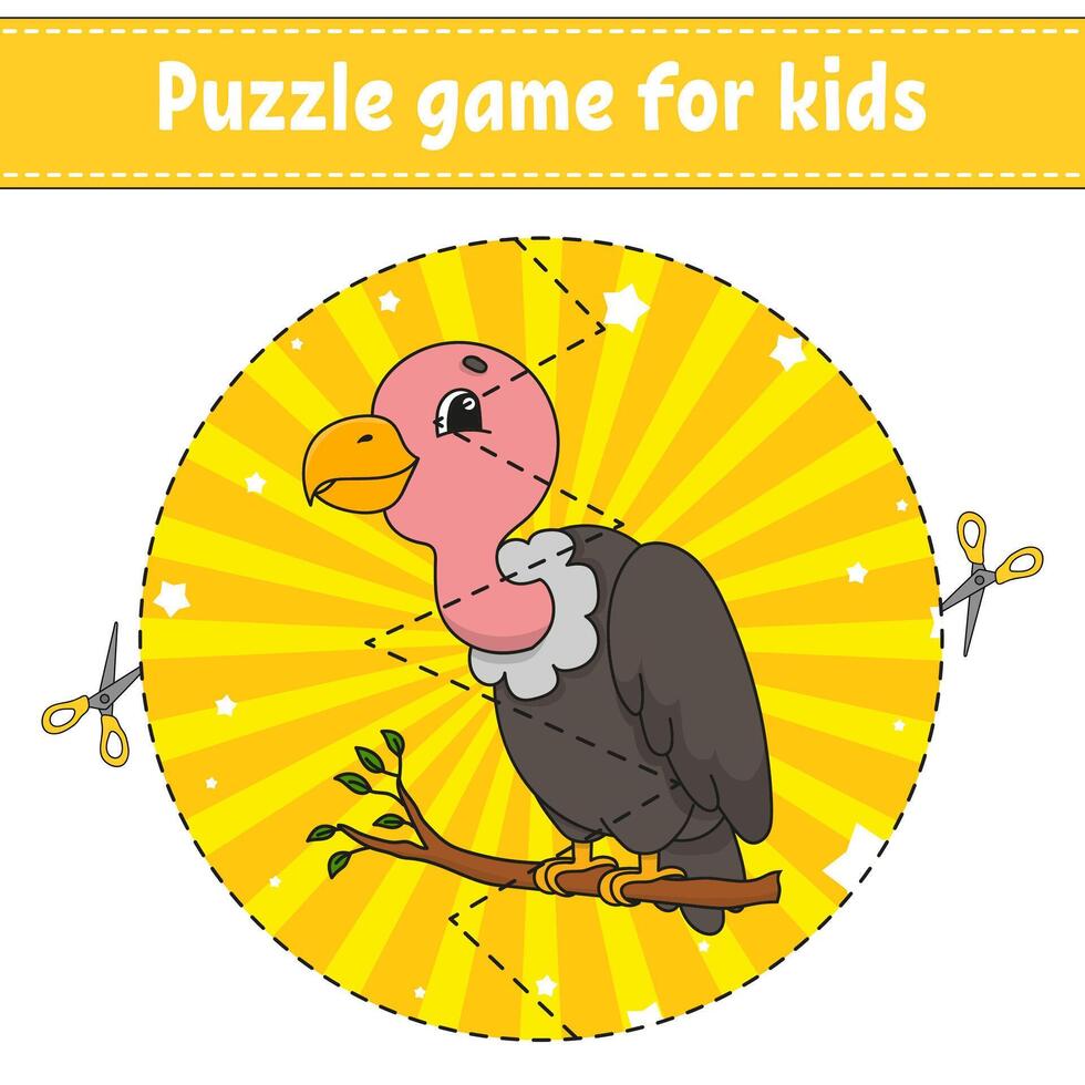 Puzzle game for kids with a vulture vector