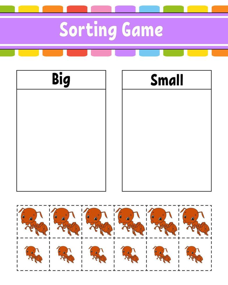 Sorting game with small and big animals vector