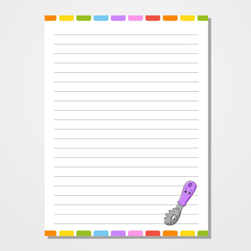 Note pad with scissors and paper on white background vector