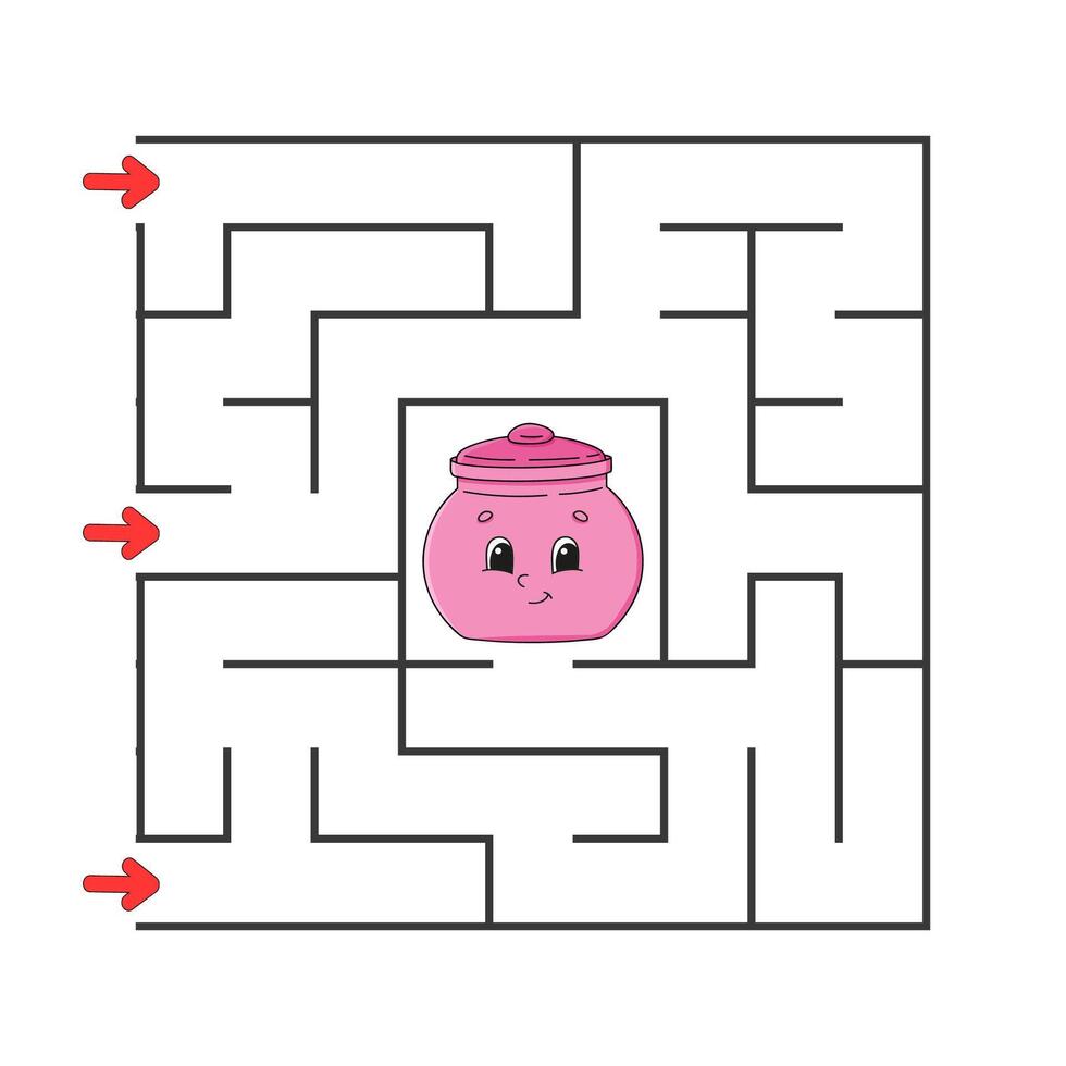 A pink jar with a maze and a pink bear vector