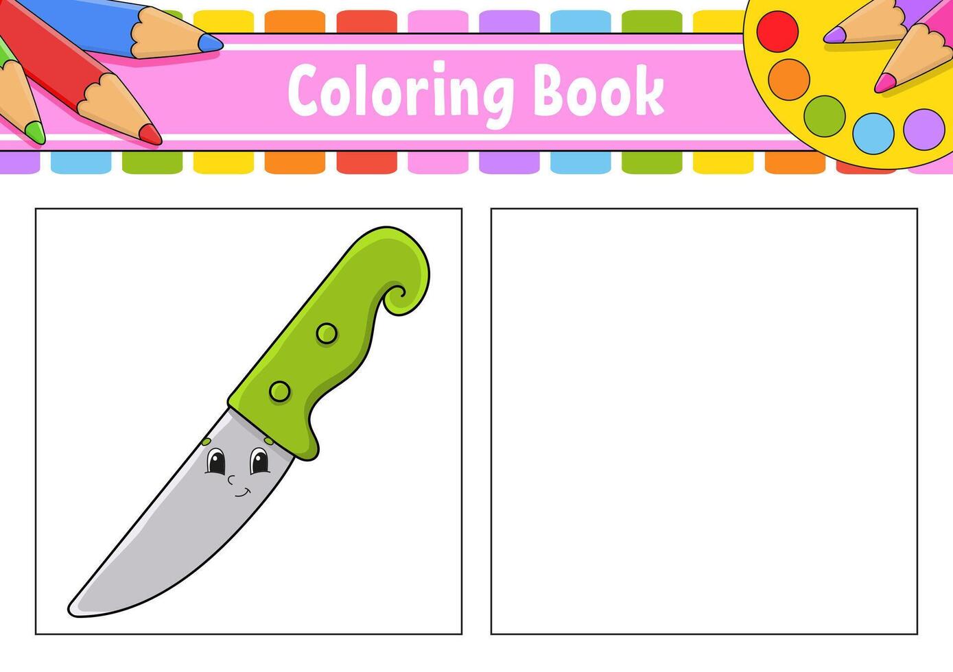 A coloring book with a knife and pencils vector