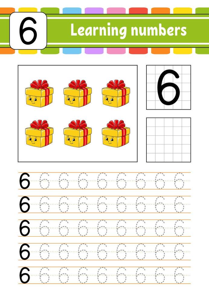 Learning numbers worksheet for children vector