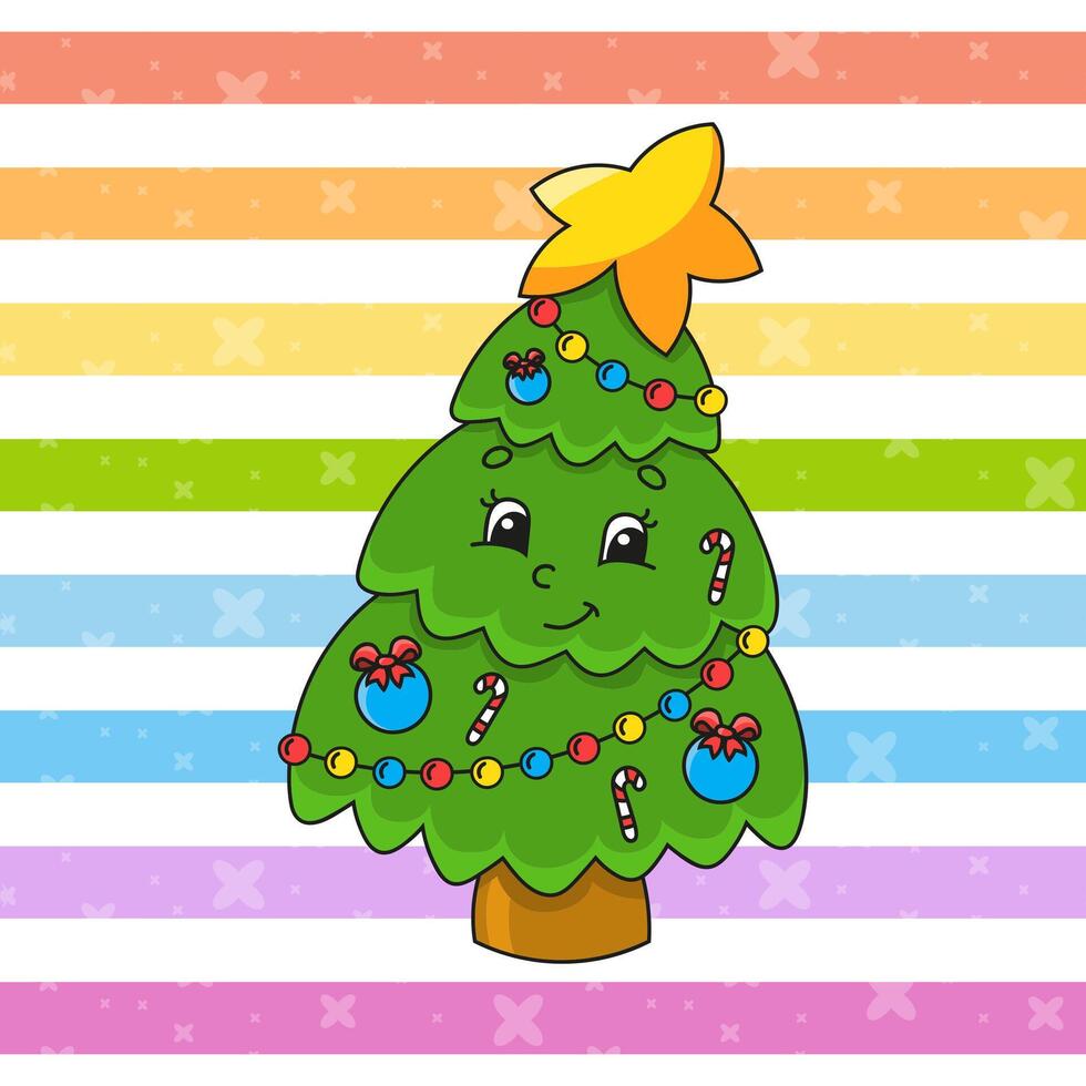 A christmas tree with a star on it in a colorful background vector