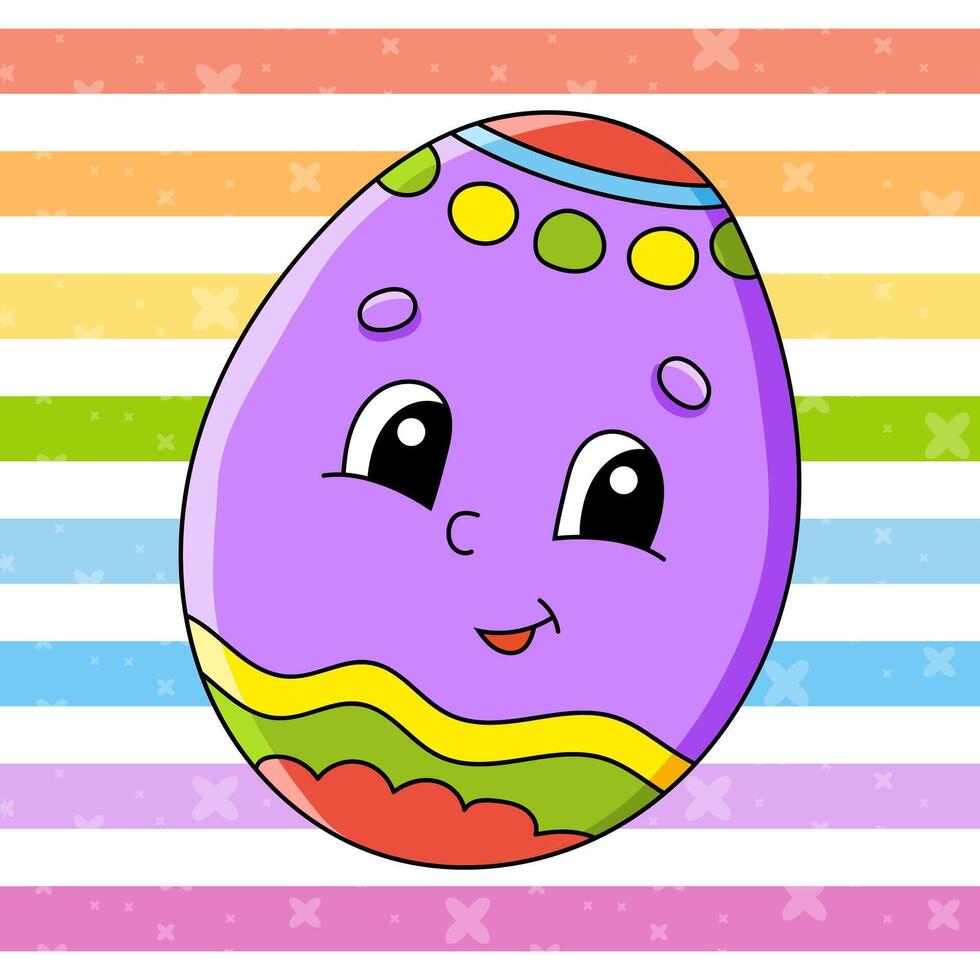 An easter egg with a smiley face on a colorful background vector