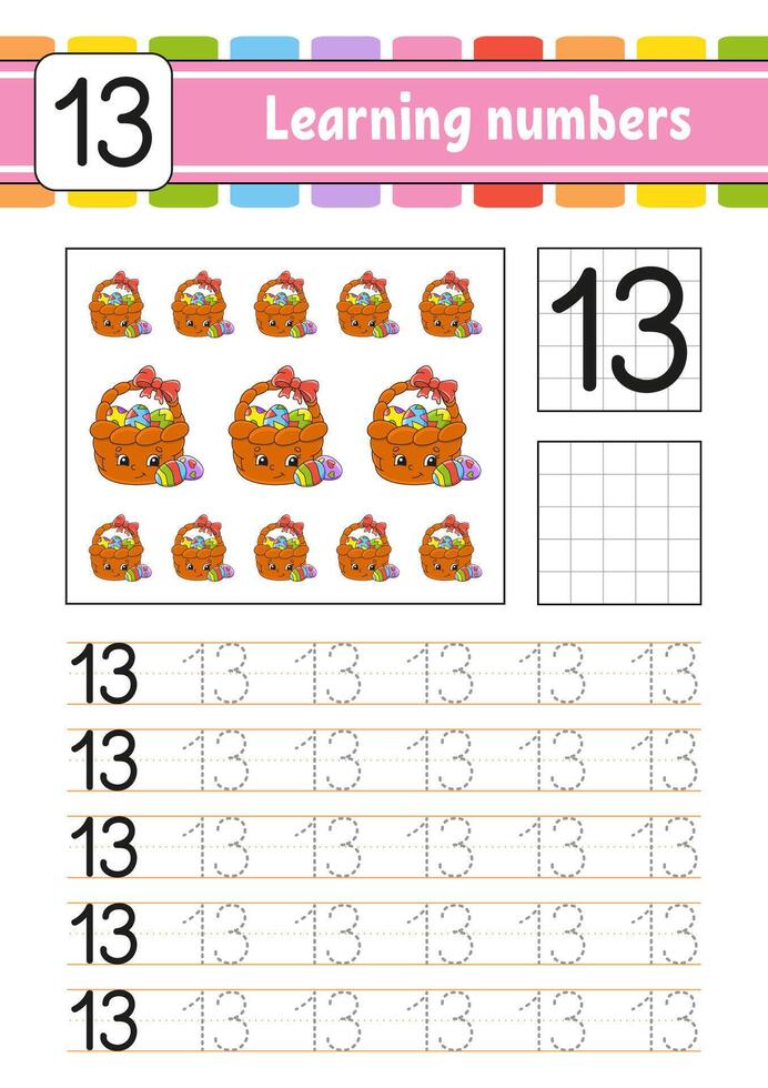 A worksheet with numbers and a pumpkin vector