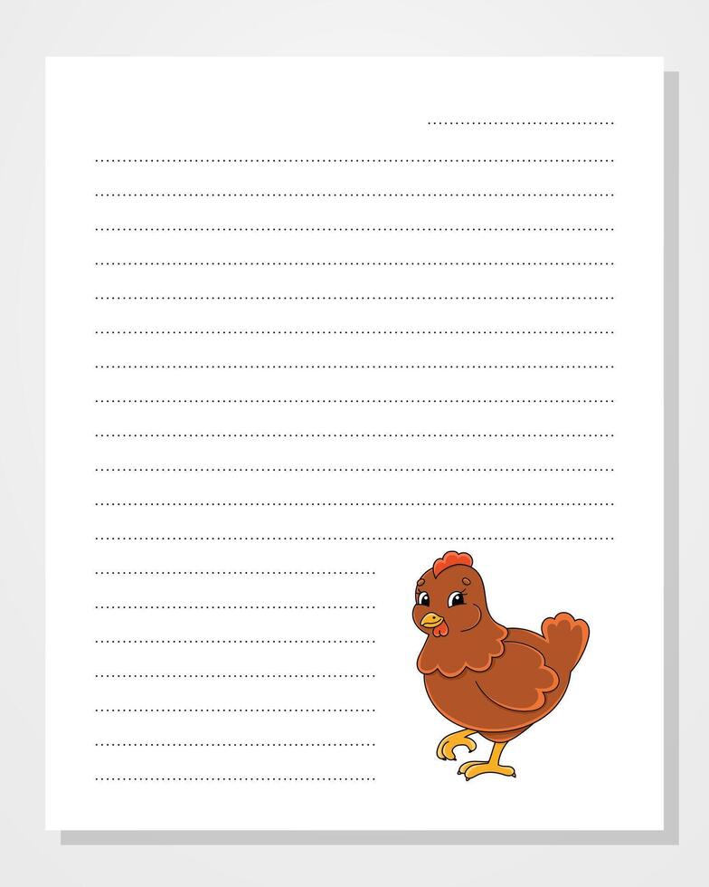 A chicken on a paper sheet with a blank line vector
