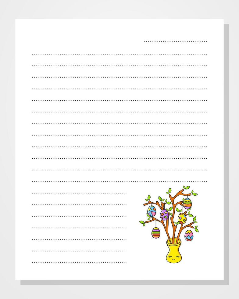A note pad with a tree and a vase vector