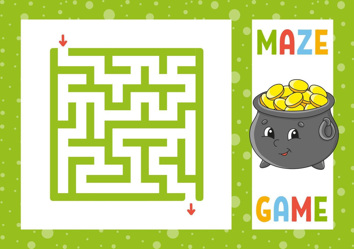 Maze game for kids with pot of gold vector