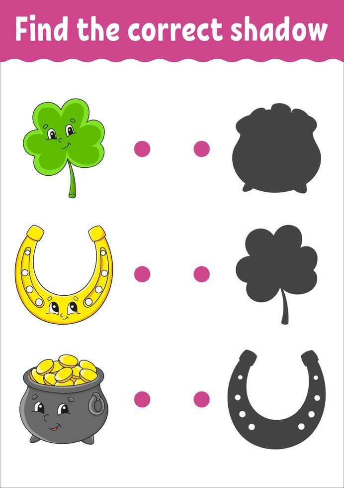 Find the correct shadow, education game for children, find the correct shadow, find the correct shadow vector