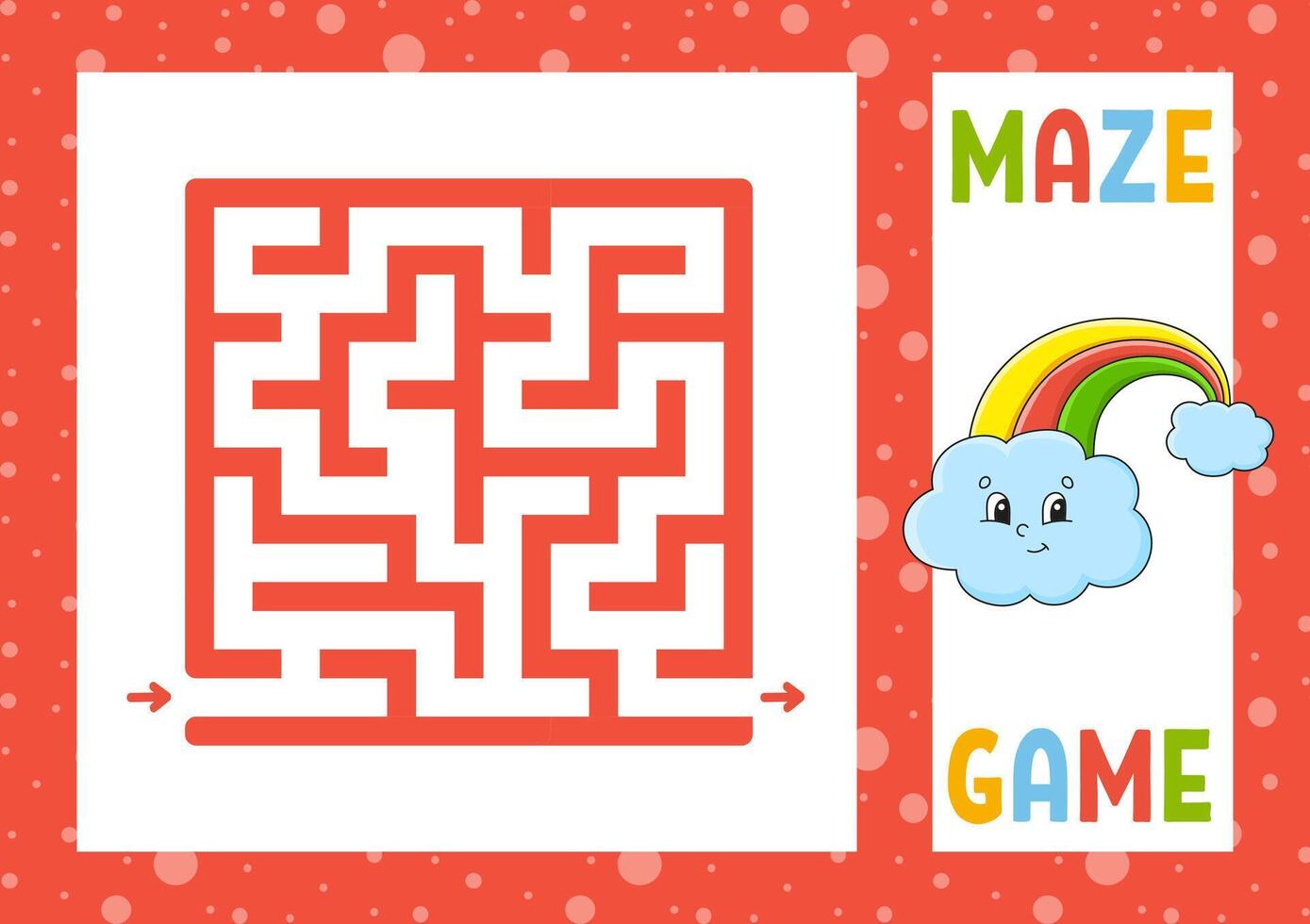 Maze game for kids with rainbow and rainbow vector
