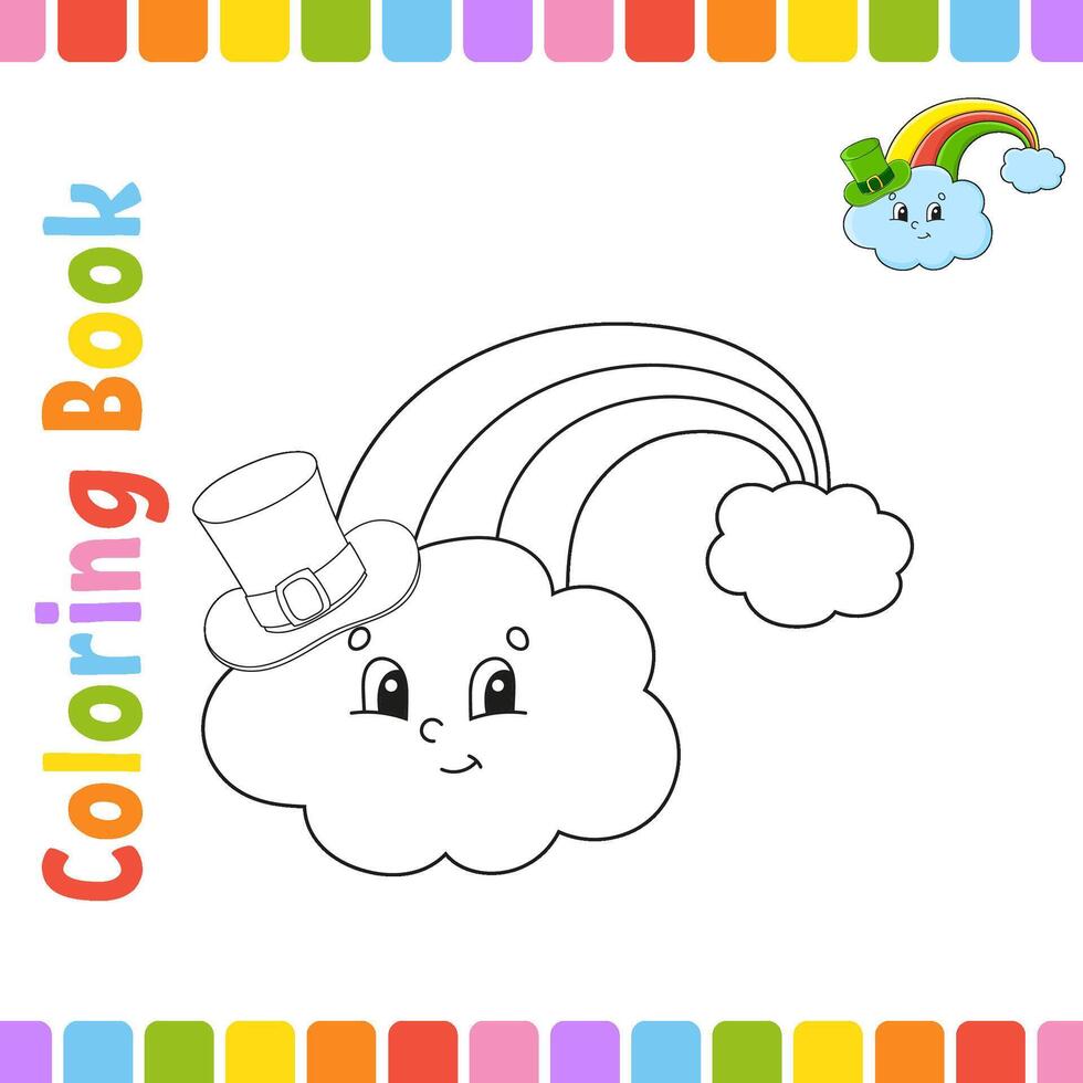 Coloring book with a rainbow and cloud vector