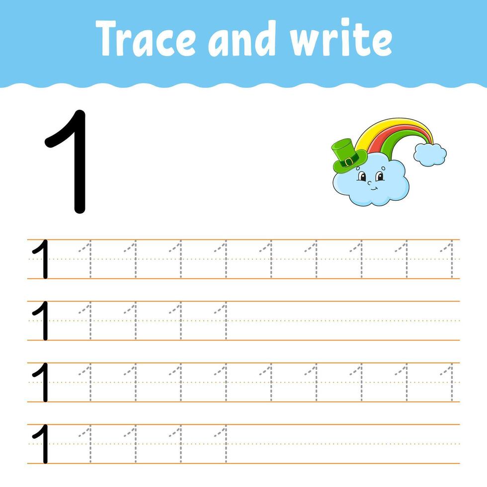 Trace and write 1 letter tracing worksheet vector