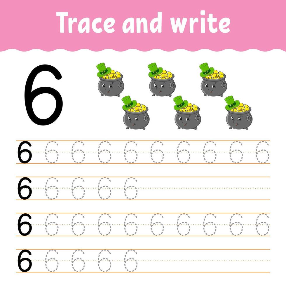 Trace and write the number 6 for st patrick's day vector