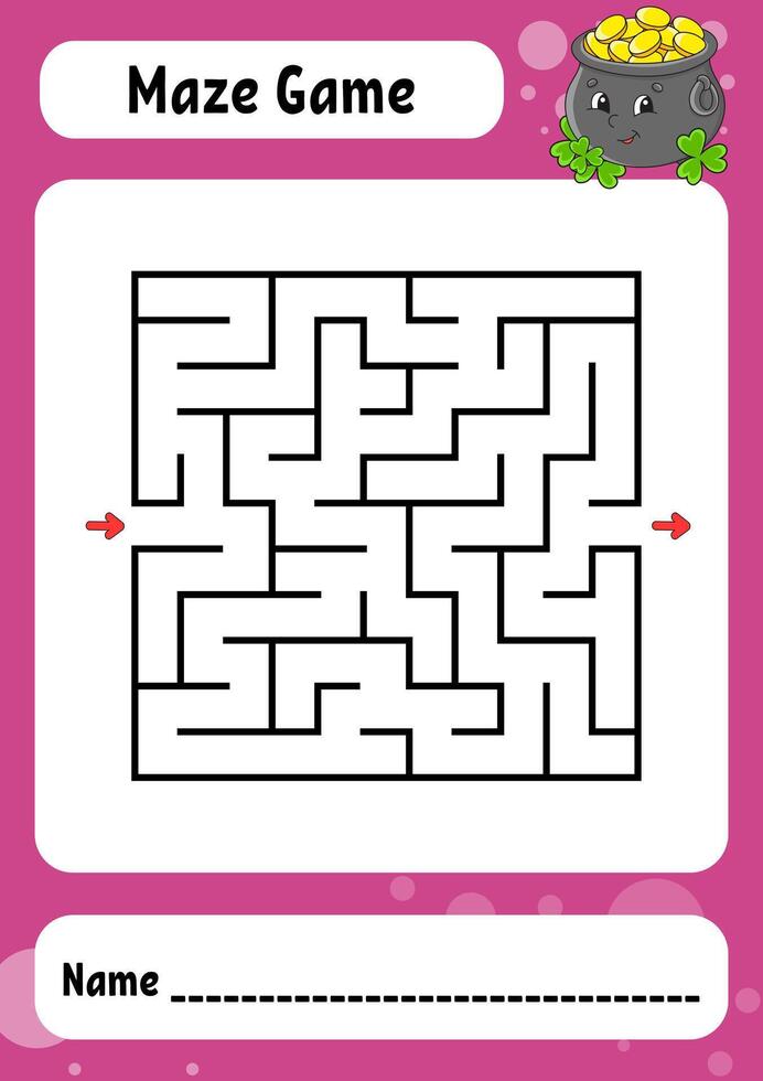 Maze game for kids with a gold coin vector