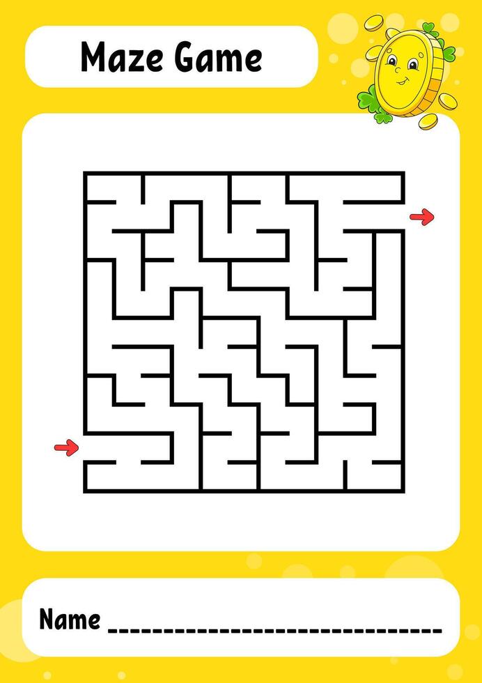 Maze game for kids with a yellow background vector