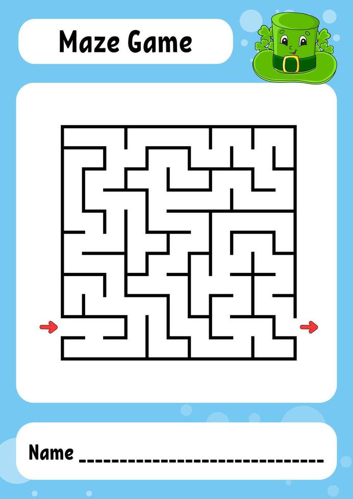 Maze game for kids with a green hat vector