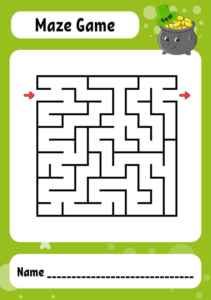 Maze game for kids with a pot of gold vector