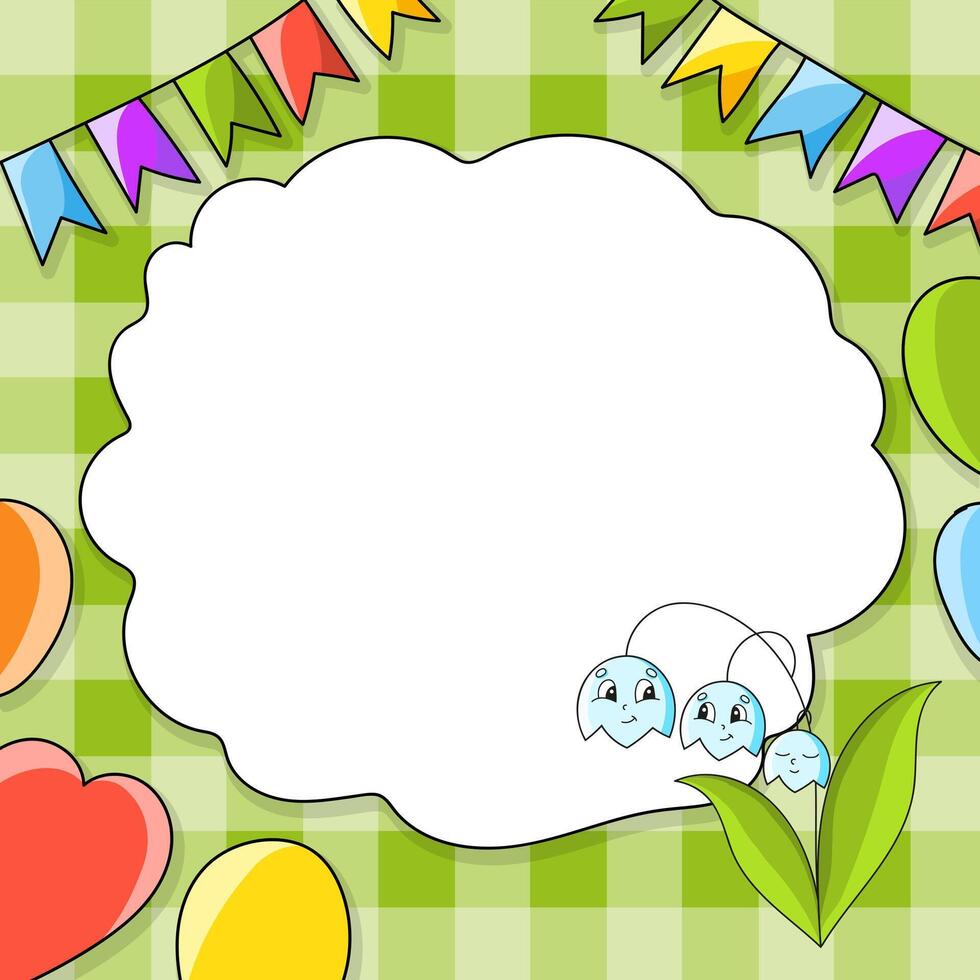 A cartoon background with balloons and flowers vector