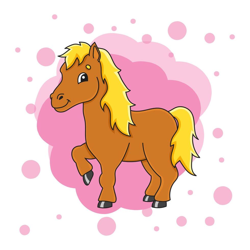 Cartoon horse with pink polka dots on a white background vector