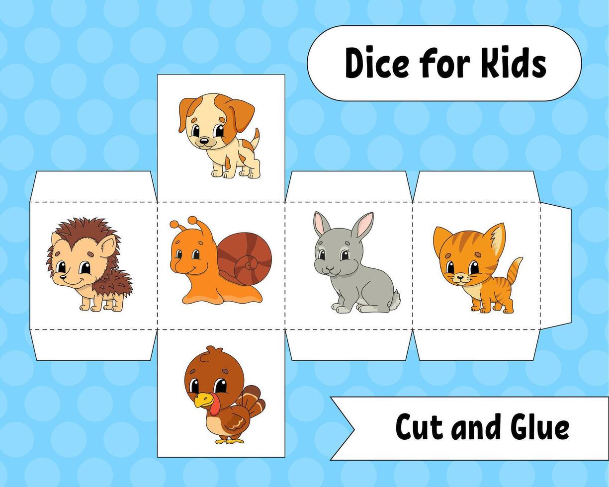 Paper dice for kids. Template for print. illustration. vector