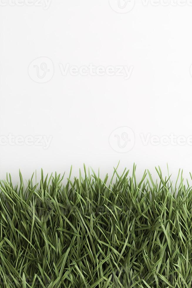 Stylized cartoon grass forms a vibrant border at the bottom of a white background, creating a fun and inviting space perfect for children's themes and gaming designs photo