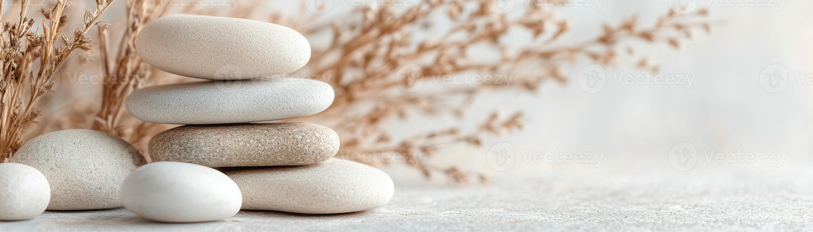 This footer design features layered beige tones with soft, pebble-like shapes and subtle textures. The blurred background provides open space for text, enhancing a trendy, sophisticated look photo