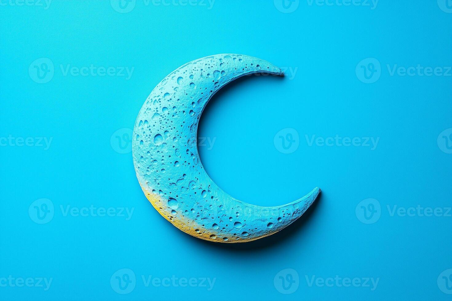 Soft crescent moon glowing in pastel blue and yellow, peaceful nighttime rest and wellness awareness World Sleep Day photo