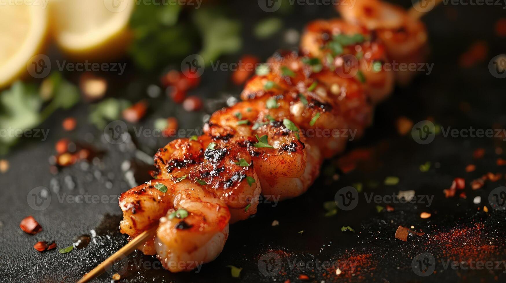 Grilled Shrimp Skewers with Spices and Herbs photo