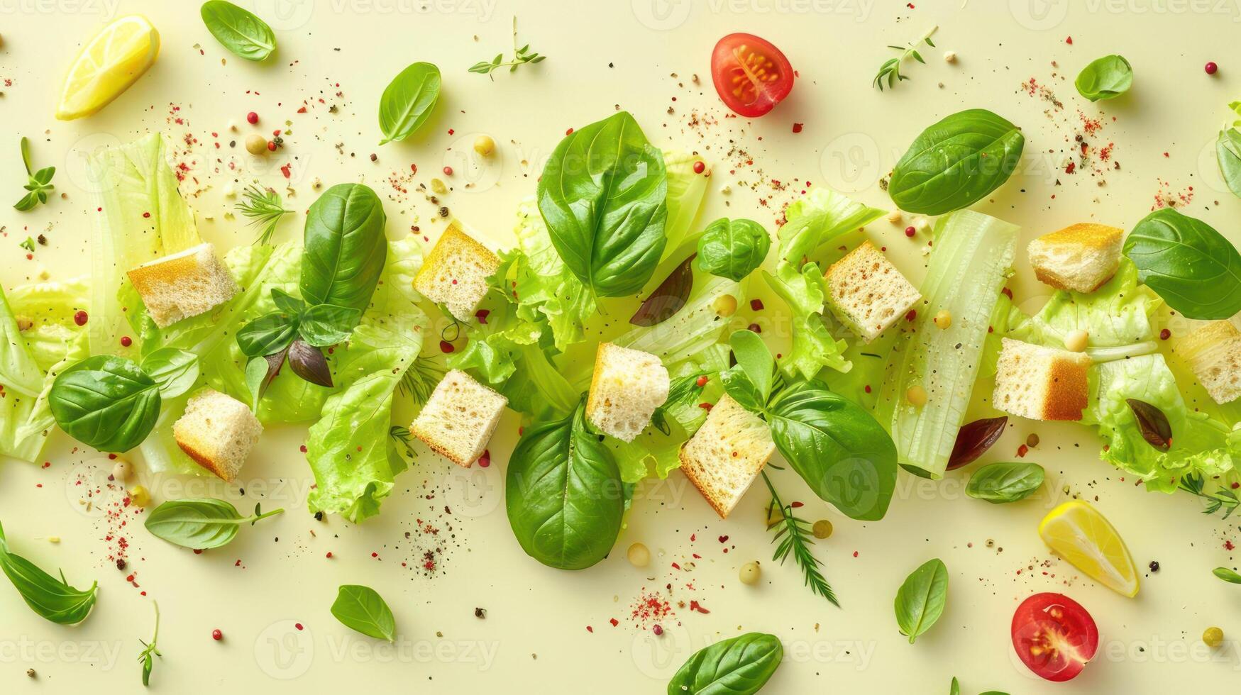 a salad with lettuce, cheese and tomatoes photo