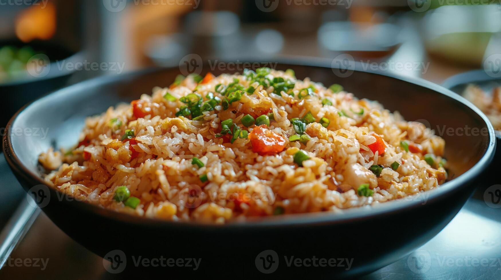 Bowl of rice with vegetables photo