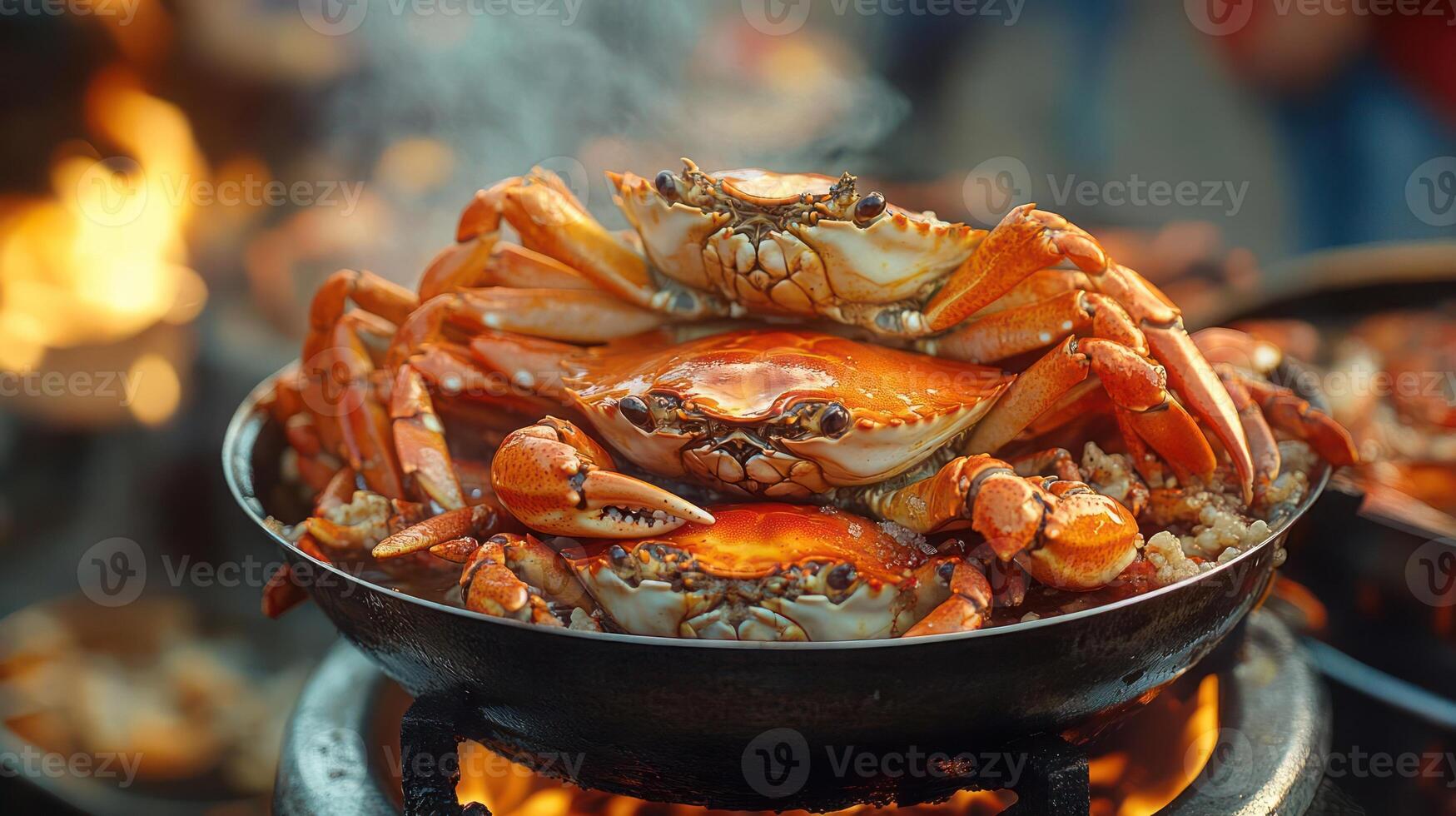 a steaming pot of crabs photo