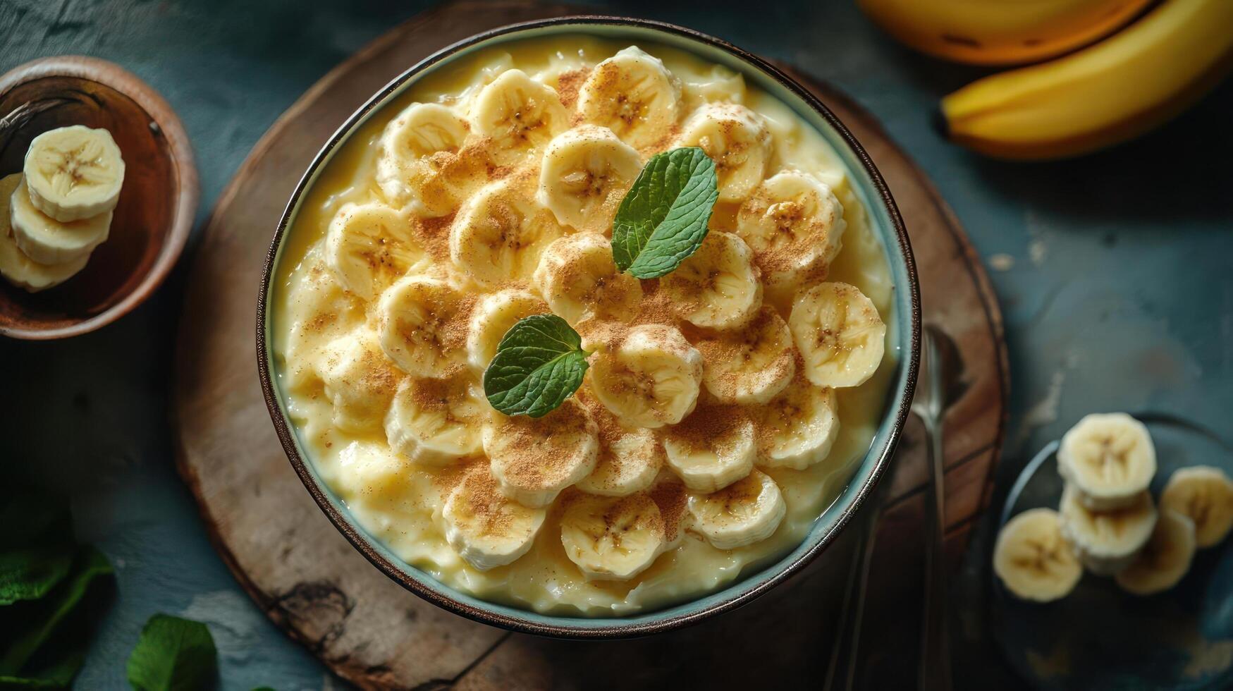 Banana Dessert with Yogurt and Cinnamon photo